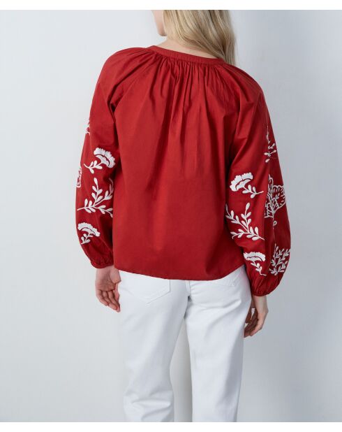 Blusa Solene in terracotta ricamata