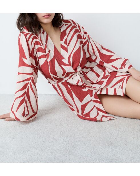 Déshabillé Kalio imprimé blanc rouge