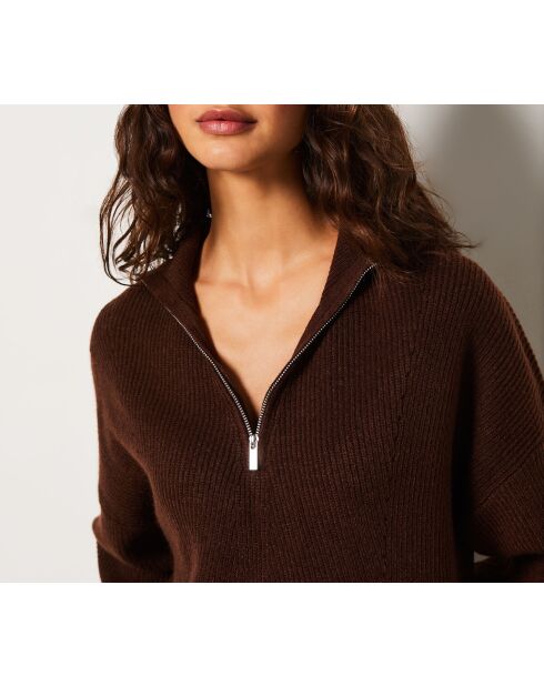 Bruine trui met ritssluiting van Franceska