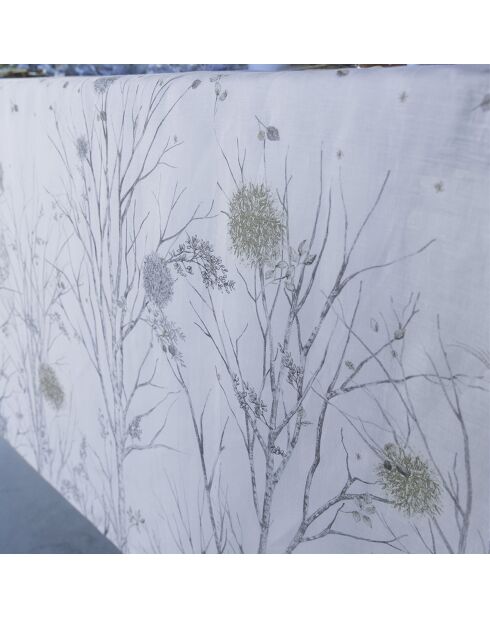 Nappe en lin brodé imprimée Ovni blanche