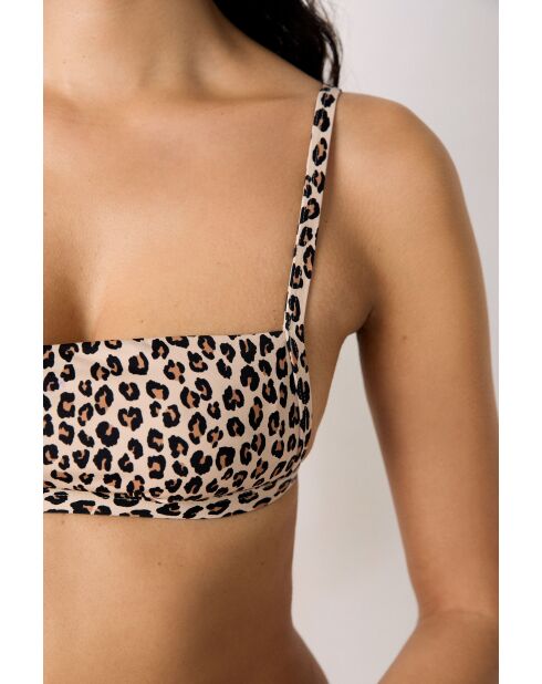 Palamos BH mit Leopardenmuster und ecrufarbenem Hintergrund ohne Bügel und ohne Schale