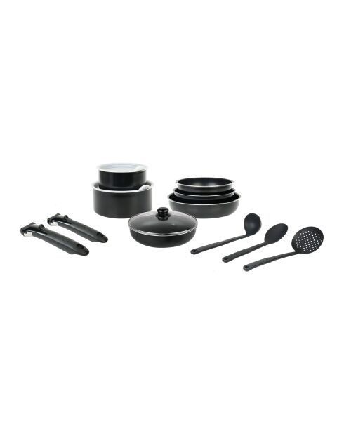 Sitrremovable Family Kochgeschirr-Set aus recyceltem gepresstem Aluminium, 14-teilig, Schwarz