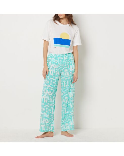 Gianna-broek met turquoise achtergrondprint