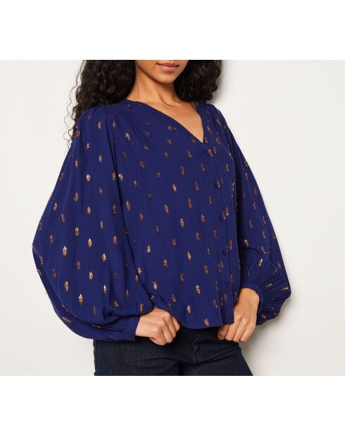 Maya shirt met paars borduursel