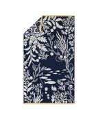 Drap de plage en jacquard velours Calyspo bleu marine - 100x180 cm