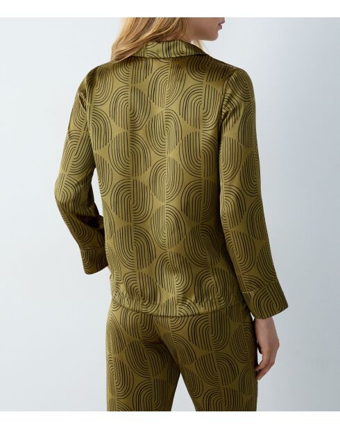 Nasir shirt met groene achtergrondprint