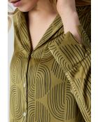 Nasir shirt met groene achtergrondprint