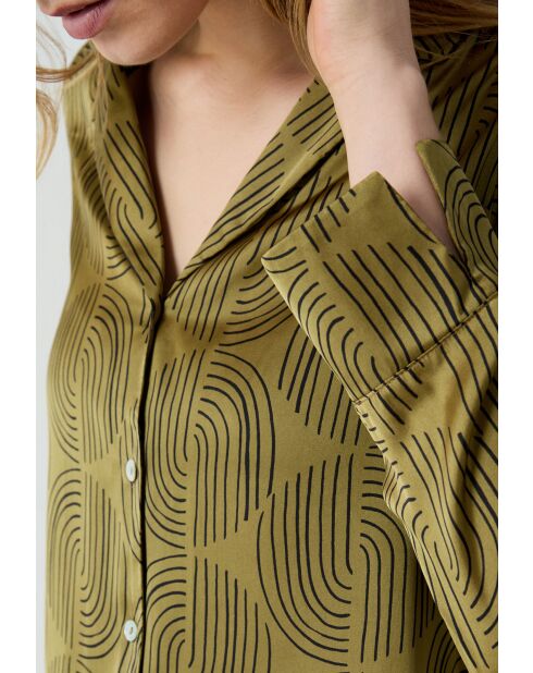 Nasir shirt met groene achtergrondprint