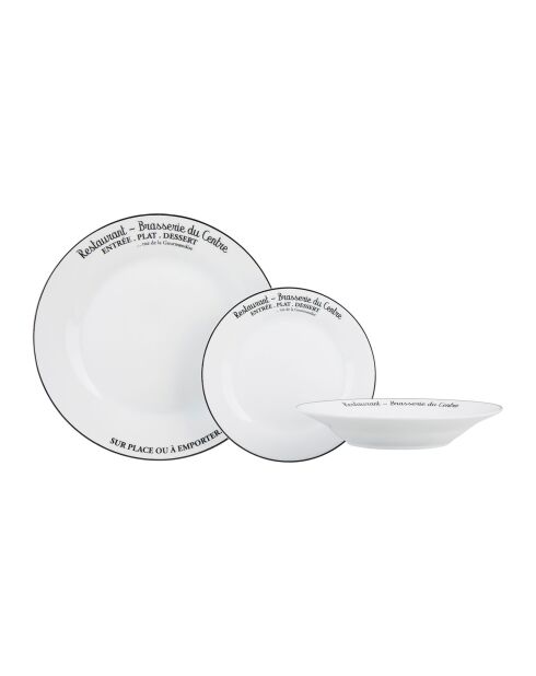 Service à vaisselle porcelaine Décor Brasserie Du Centre - 18 pièces