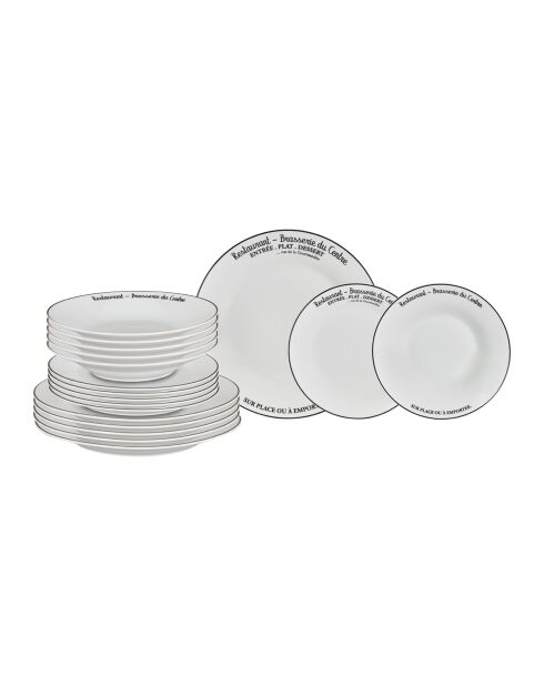 Service à vaisselle porcelaine Décor Brasserie Du Centre - 18 pièces