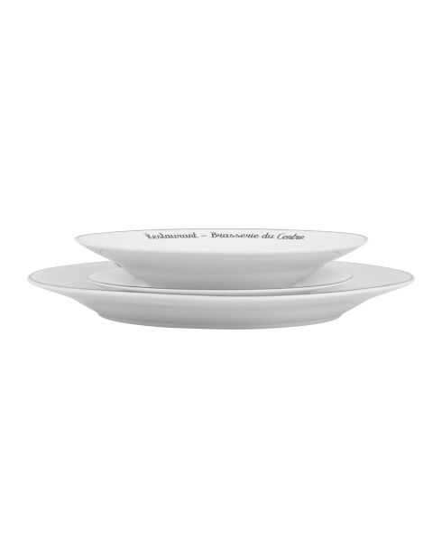 Service à vaisselle porcelaine Décor Brasserie Du Centre - 18 pièces
