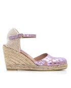 Sandales compensées Nuria à pois fuchsia - Talon : 6,5 cm