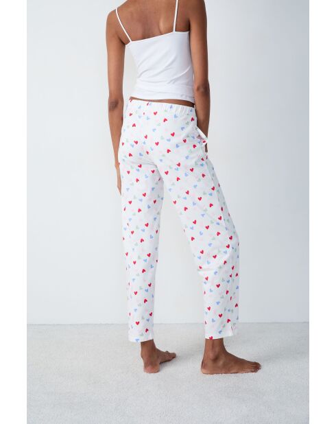 Ecru broek Pabou met hartjespatroon
