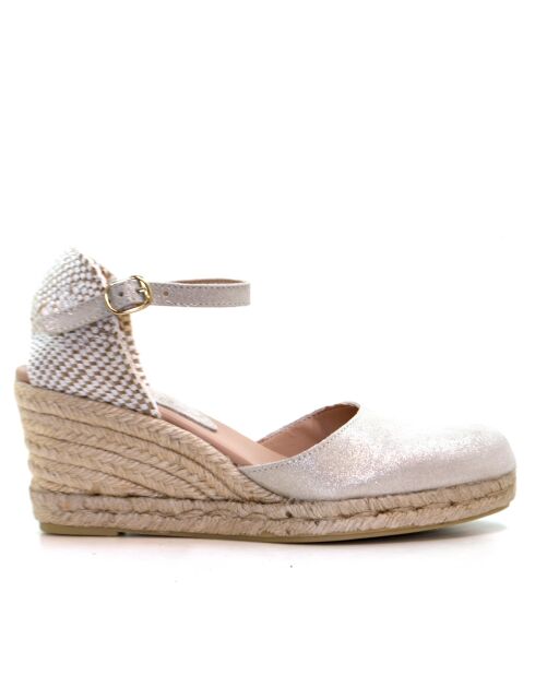 Sandales compensées Nuria platine - Talon : 6,5 cm