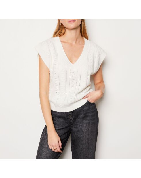 Ecru sweater van Fourtney in ecru