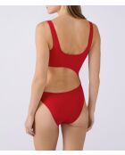 Costume da bagno intero rosso senza ferretto rosa