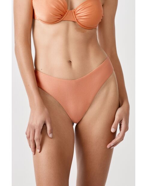 Braguitas de bikini brasileñas Mooka de pierna alta de color naranja