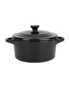 Eleganter schwarzer runder Mini-Kochtopf aus Steinzeug, D.10 cm