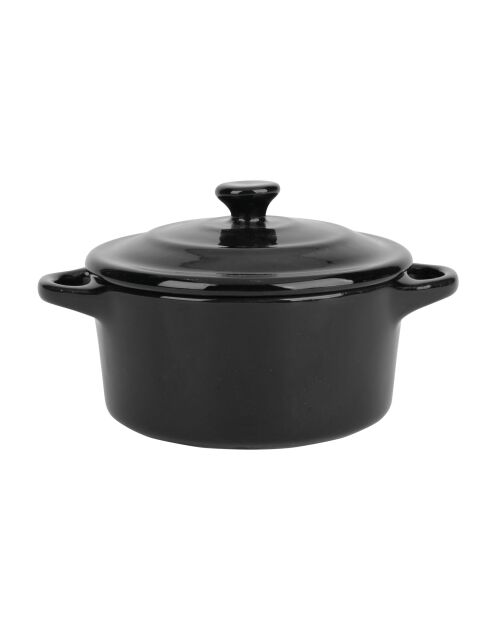 Eleganter schwarzer runder Mini-Kochtopf aus Steinzeug, D.10 cm