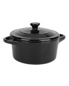 Eleganter schwarzer runder Mini-Kochtopf aus Steinzeug, D.10 cm