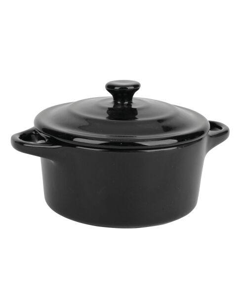 Eleganter schwarzer runder Mini-Kochtopf aus Steinzeug, D.10 cm