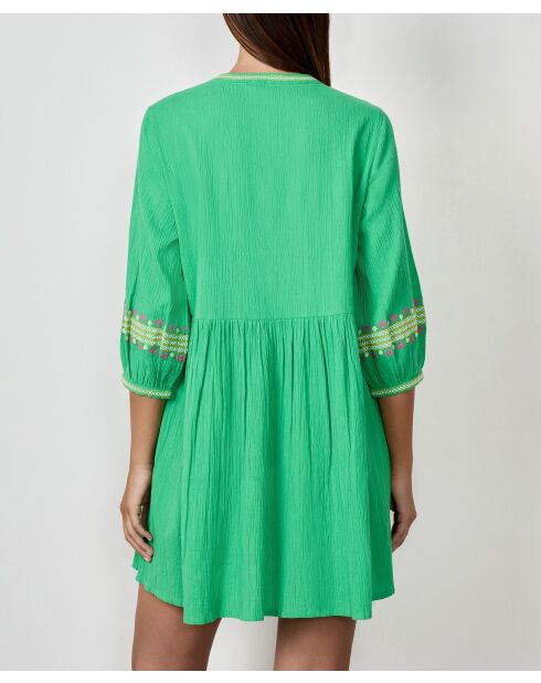 Abito Teodora verde ricamato