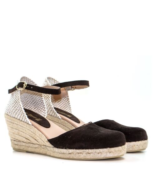 Sandales compensées Nira brun foncé - Talon : 6,5 cm