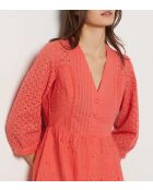 Vestido Coral bordado Tully