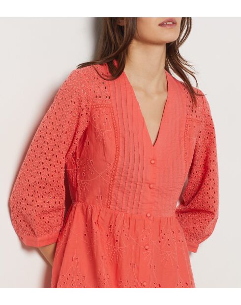 Vestido Coral bordado Tully