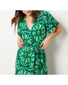 Valentina jurk met smaragdgroene print