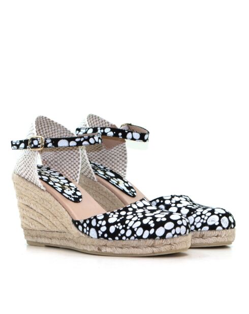 Sandales compensées Nuria daim noires