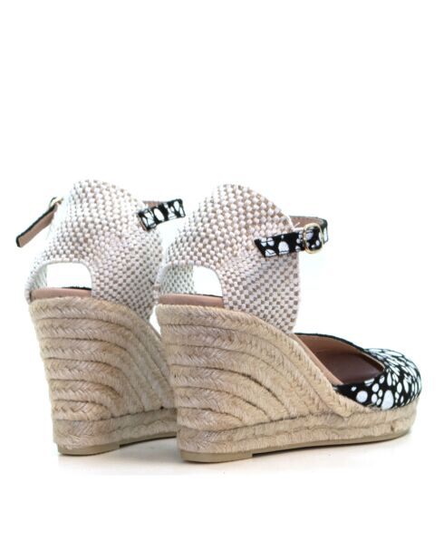 Sandales compensées Nuria daim noires