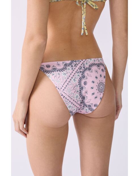 Arizonalove Bikinihose mit Bindeband und rosafarbenem Hintergrunddruck