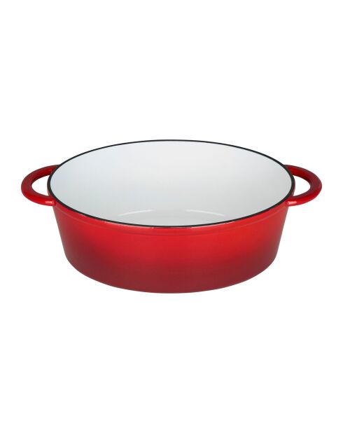 Cocotte fonte d'acier émaillée forme ovale Tradifonte blanc rouge - 6.5 L