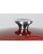 Cocotte fonte d'acier émaillée forme ovale Tradifonte blanc rouge - 6.5 L