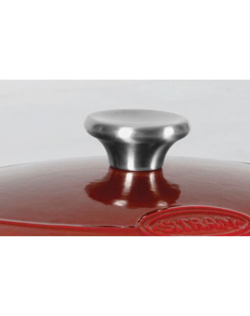 Cocotte fonte d'acier émaillée forme ovale Tradifonte blanc rouge - 6.5 L
