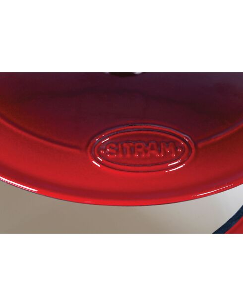 Cocotte fonte d'acier émaillée forme ovale Tradifonte blanc rouge - 6.5 L
