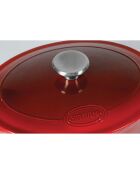 Cocotte fonte d'acier émaillée forme ovale Tradifonte blanc rouge - 6.5 L