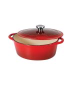 Cocotte fonte d'acier émaillée forme ovale Tradifonte blanc rouge - 6.5 L