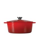 Cocotte fonte d'acier émaillée forme ovale Tradifonte blanc rouge - 6.5 L