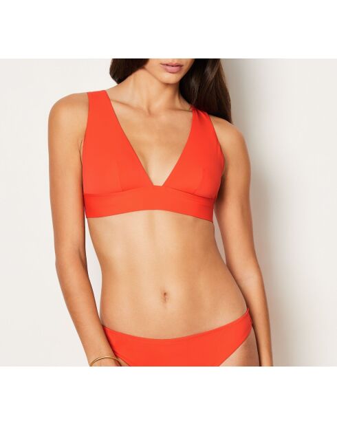 Premiere Triangel-BH in Korallenrot ohne Bügel und ohne Schale