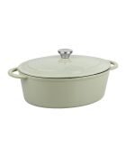 Tradifonte Kochtopf aus emailliertem Gusseisen, grün, oval, 4 l