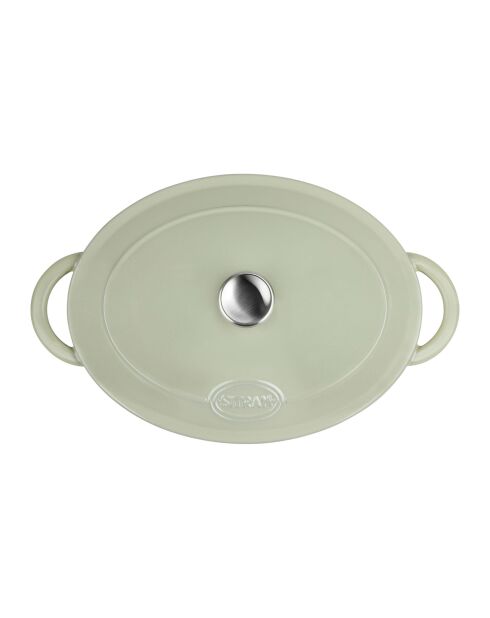 Tradifonte groene ovale geëmailleerde gietijzeren braadpan - 4 L