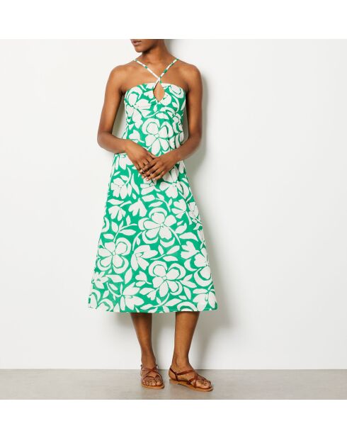 Capucine jurk met groene achtergrondprint