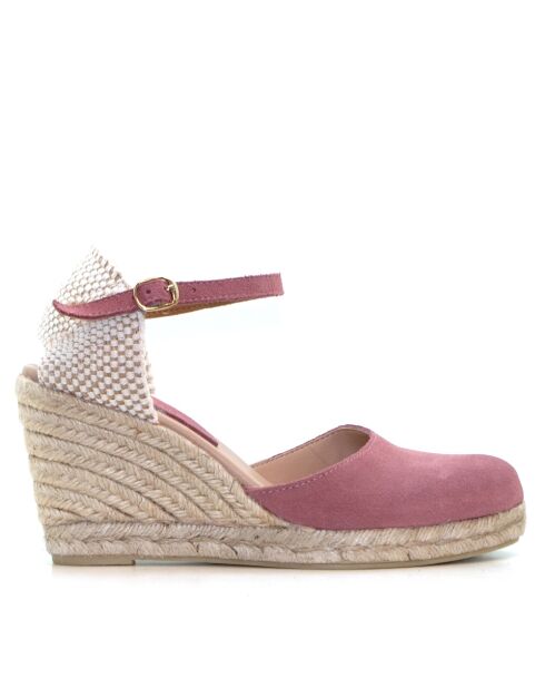 Sandales compensées Nuria prune clair - Talon : 6,5 cm