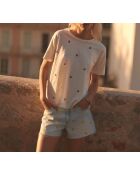 Himmelblaue bestickte Blover Shorts