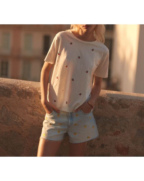 Himmelblaue bestickte Blover Shorts