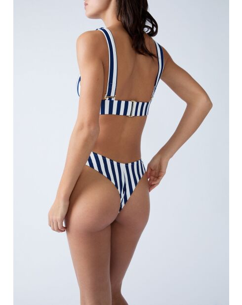Bas de bikini Caletto rayé marine