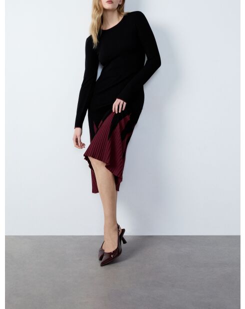 Gerica jurk in zwart en granaat