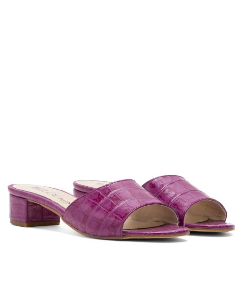 Mules à talon CA-264 texturé effet coco violet